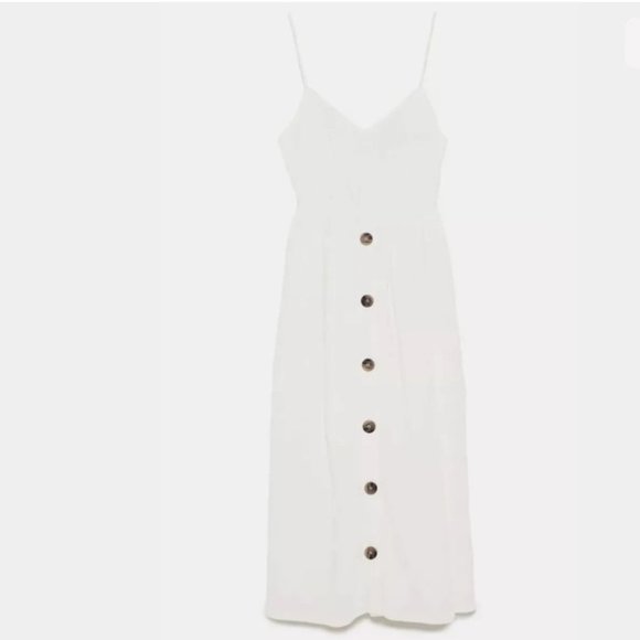 Zara SS17 Ecru Dress With Knot At Back Linen Midi - Picture 10 of 10